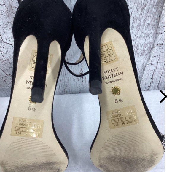 Stuart Weitzman Black Suede Nudist Curve Sandals/ Heels Highshine 5.5 size - Picture 9 of 11